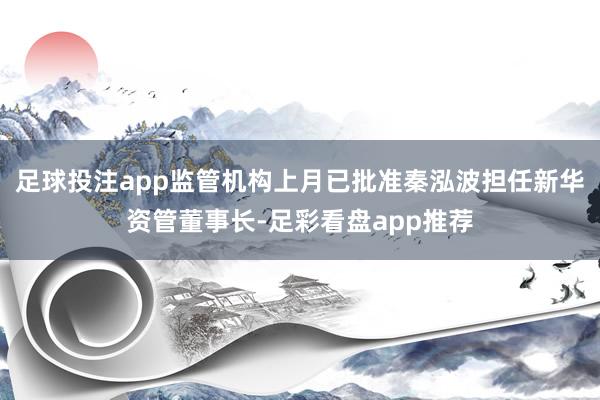 足球投注app监管机构上月已批准秦泓波担任新华资管董事长-足彩看盘app推荐