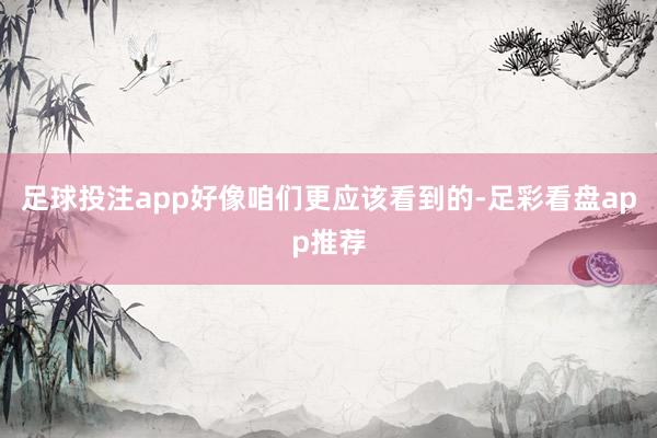 足球投注app好像咱们更应该看到的-足彩看盘app推荐